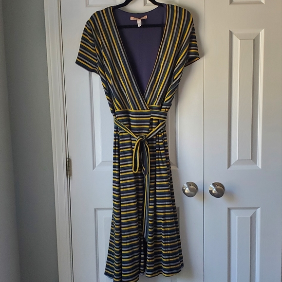 Hutch Wrap Stripe Midi Dress 90s sz L - Picture 4 of 14